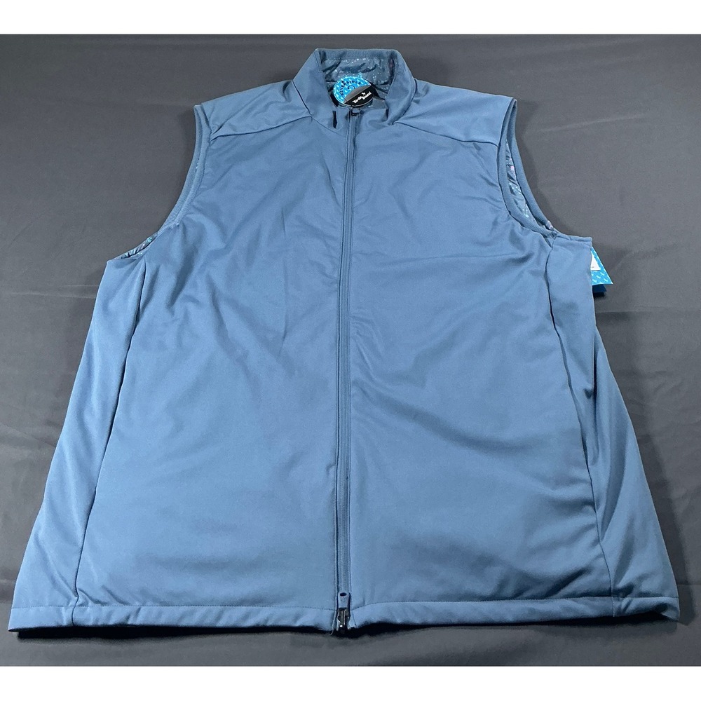 Birdie Bound Mens 2XL Reversible Golf Vest Blue Splatter Full Zip Wicking NWT